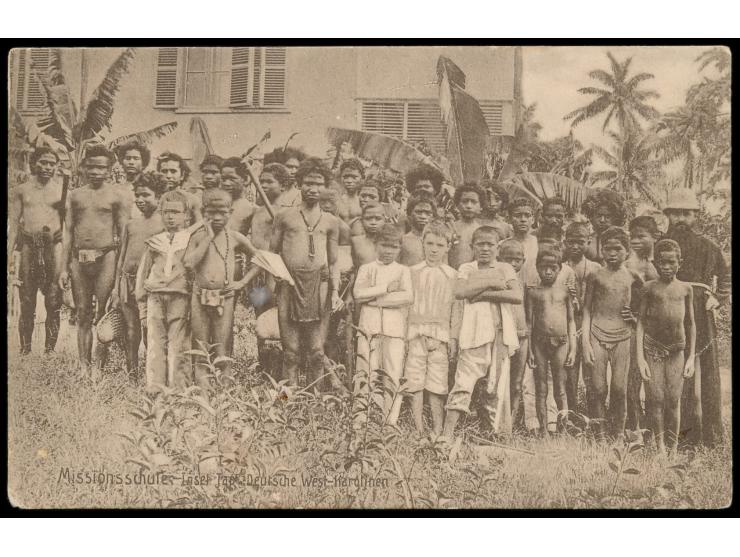 Ansichtskarte  Missionsschule, Insel Jap,  ungebraucht, ca. 1909
