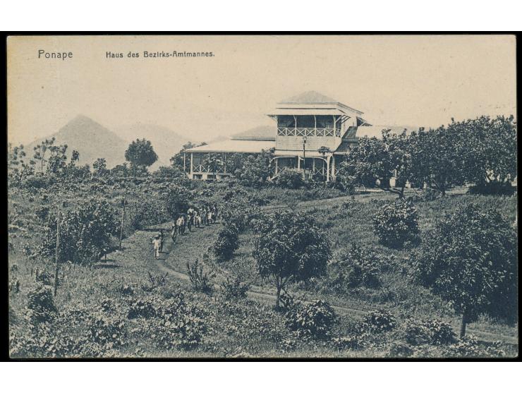 Ansichtskarte  Ponape - Haus des Bezirks-Amtmannes,  beschriftet, im Umschlag verschickt
