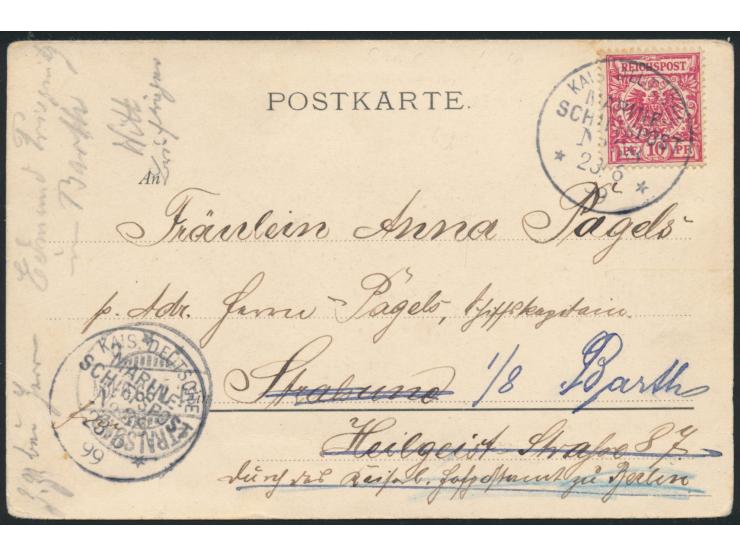 Stempel  MSP No. 38  23.6.99,  S.M.S. Gefion  in Tsingtau, zwei Abschläge auf Ansichtskarte  Kiautschou. Eingang zum Offizier