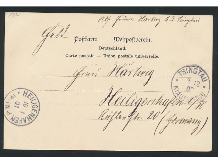 Ansichtskarte  Blick auf Tsingtau von der Salut Batterie aus.,  Verlag von Otto Rose, Tsingtau, Stempel  Tsingtau  3.12.00, F