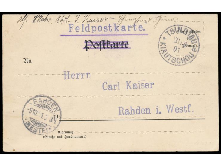 kolorierte Ansichtskarte  Deutsches Blockhaus auf dem Ma-gan-schan,  Verlag Goldiner, Berlin, als Feldpost nach Deutschland, 