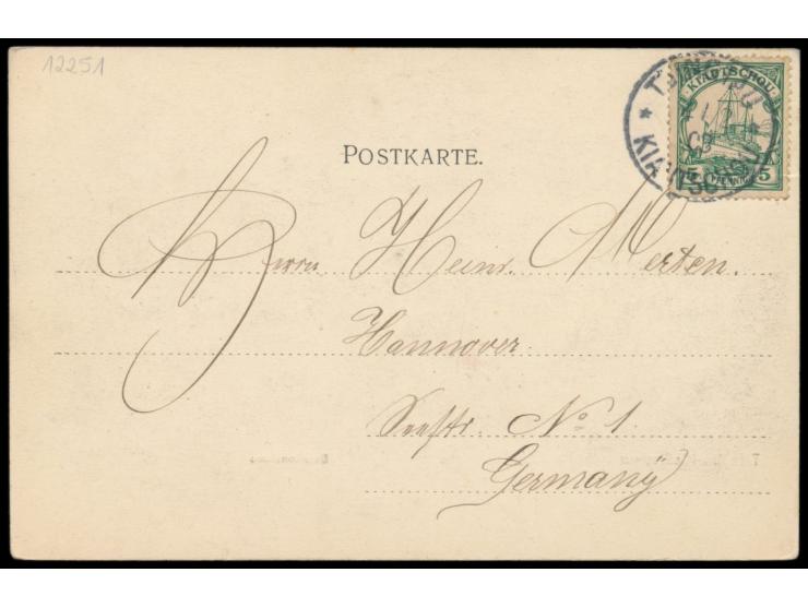 Ansichtskarte  Tsingtau - Bataillonshaus,  ohne Verlagangabe, Frankatur 5 Pf., Stempel  Tsingtau  4.2.03, nach Hannover, Beda