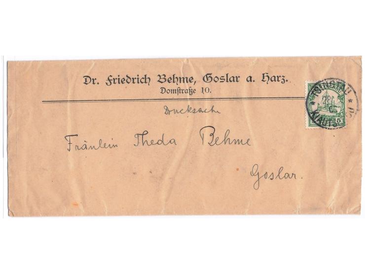 Einzelfrankatur 5 Pf. auf  Streifband  2. Gewicht (51 bis 100 g)   nach Goslar, Stempel  Tsingtau  28.6.03, Bedarf
