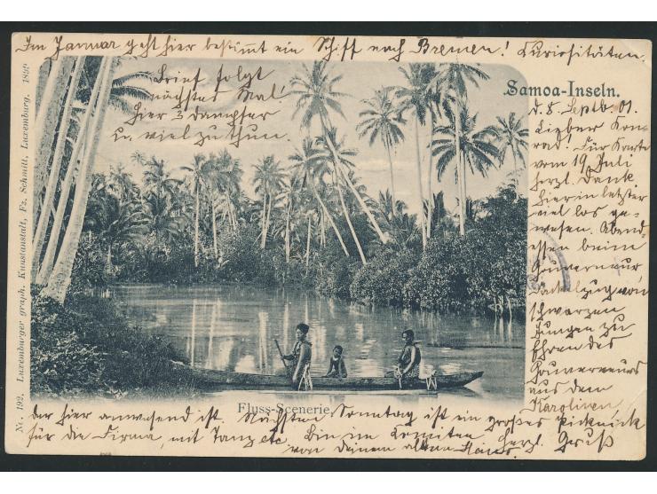 Ansichtskarte  Fluss-Scenerie,  Verlag Luxemburger graphische Kunstanstalt, Franz Schmitt, Luxemburg, Frankatur 5 Pf., Stempe