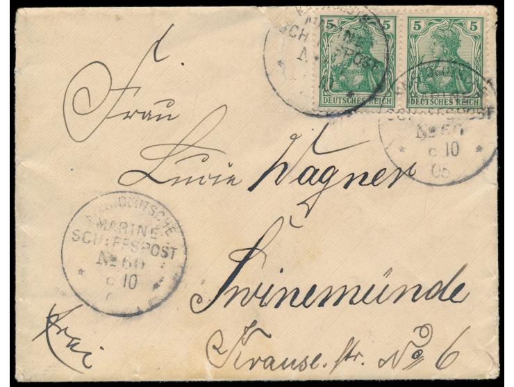 Stempel &nbsp;MSP No. 60 &nbsp;6.10.05, &nbsp;S.M.S. Condor, &nbsp;während der Südsee-Rundreise in Apia, drei Abschläge auf B