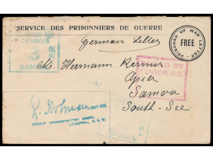 australischer Kriegsgefangenen-Vordruckumschlag  mit Absenderangabe "Miss A. Wehlau, G.C.C.  Bourke,  New South Wales",  an H