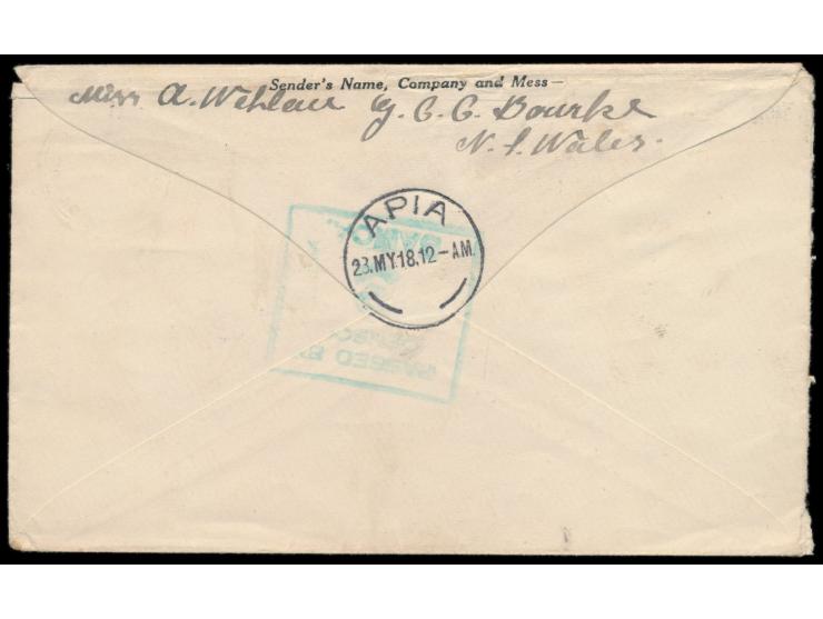 Kriegsgefangenen-Vordruckumschlag auf dem  G.C.C. Bourke N.S.W.,  Absender "Miss A. Wehlau (vermutlich von den Fiji-Inseln na