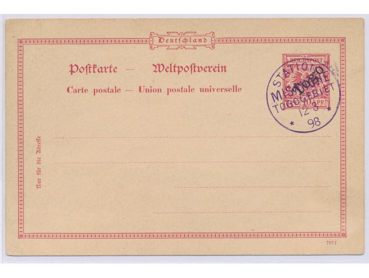 Stempel  Station Misahöhe  12.3.98  in violett  als Entwertung auf ungelaufener Ganzsache 10 Pf.
