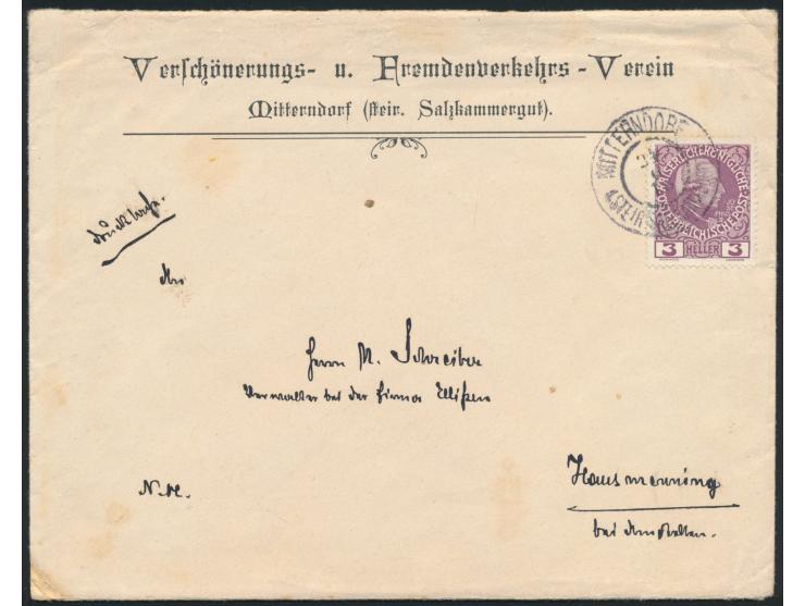 3 H. auf Vordruckbrief des Verschönerungs- u. Fremdenverkehrs-Verein, Stempel Mitterndorf 24.6.18 nach Hausmanning, Einlage 4