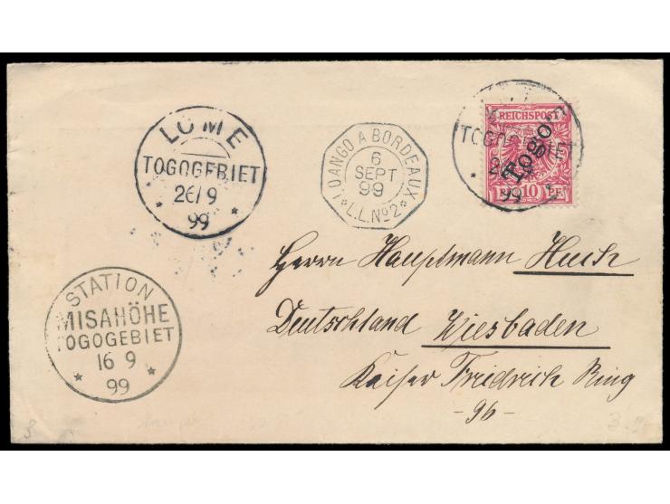 Brief mit Einzelfrankatur 10  Pf. nach Wiesbaden, links unten Aufgabestempel  Station Misahöhe  16.9.99 und 2 x Poststempel  