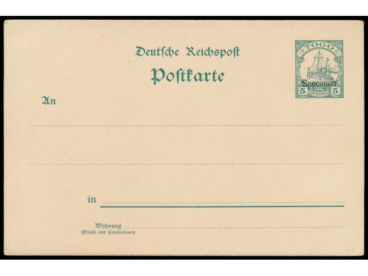Ganzsache 5 Pf. mit  Aufdruck "Specimen",  MiPr. 250 

