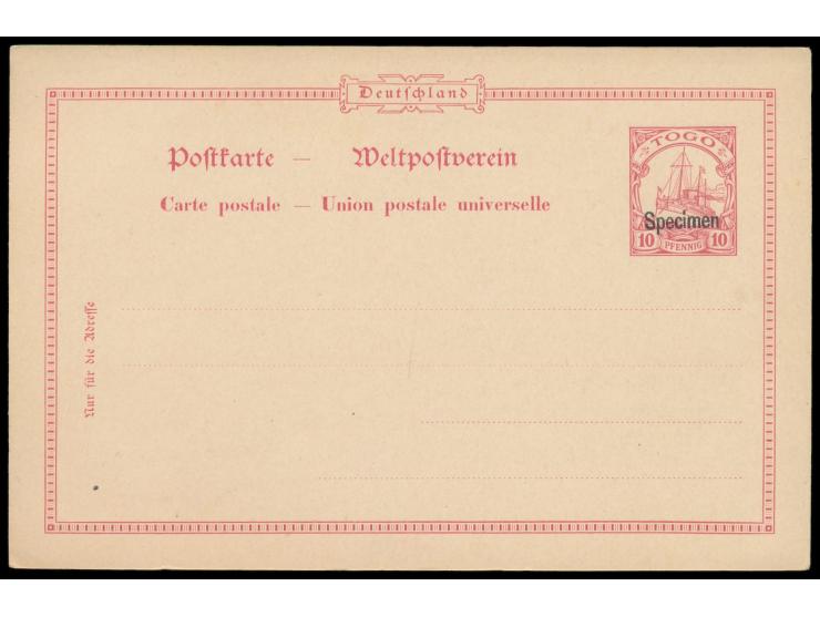 Ganzsache 10 Pf. mit  Aufdruck "Specimen",  MiPr. 250 
