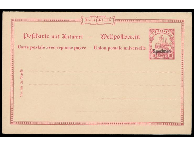 Ganzsachen-Doppelkarte 10 Pf. mit  Aufdruck "Specimen",  MiPr. 250 
