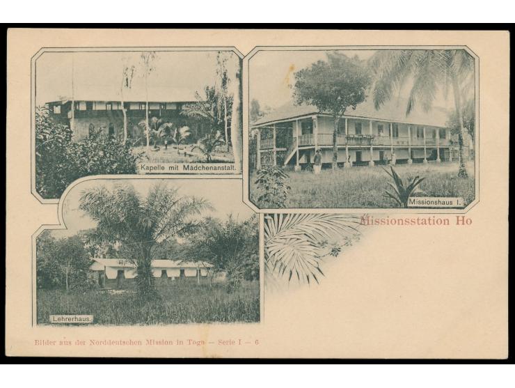 Dreibild-Ansichtskarte Missionsstation Ho: Lehrerhaus / Kapelle mit Mädchenanstalt / Missionshaus I., Bilder aus der Norddeut