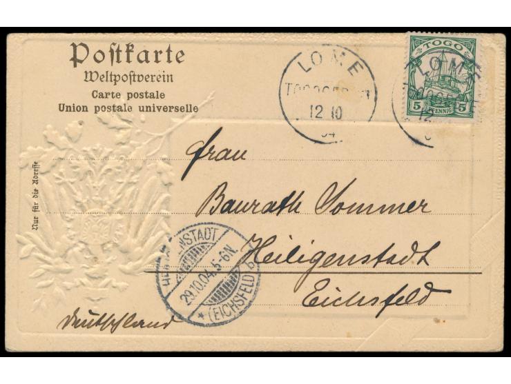 Ansichtskarte mit &nbsp;Prägedruck-Wappen &nbsp;und Bild &nbsp;Kaiserl. Bezirksamt Lome, &nbsp;Verlag Gebrüder Metz, Tübingen