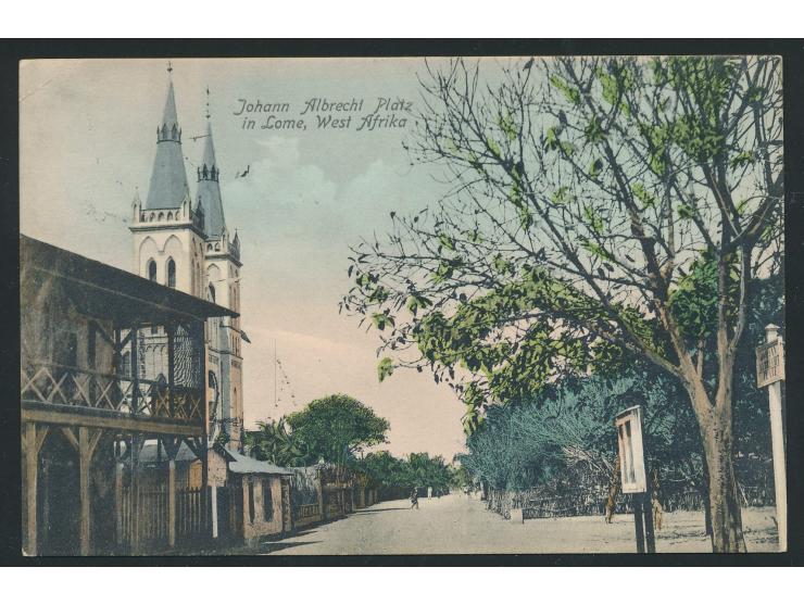 kolorierte Ansichtskarte  Johann Albrecht Platz in Lome,  Verlag Franz Spenker, Hbg. 19, Frankatur 5 Pf., Gitterstempel  Lome