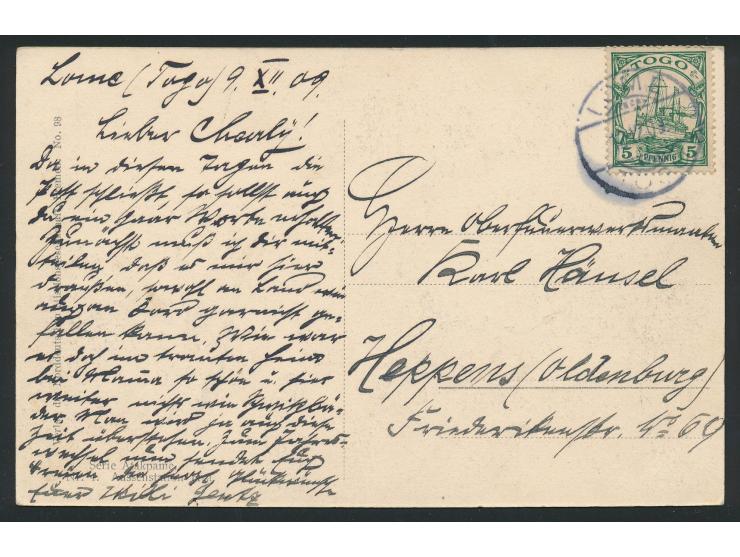 Ansichtskarte  Atakpame - Aussenstation ...,  Verlag der Norddeutschen Missionsgesellschaft, Bremen, Frankatur 5 Pf., Gitters