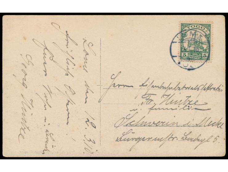 Foto-Ansichtskarte  Gouvernements-Gebäude  mit Zusatz "Fröhliches Fest", seltene Privataufnahme, Frankatur 5 Pf., Gitterstemp