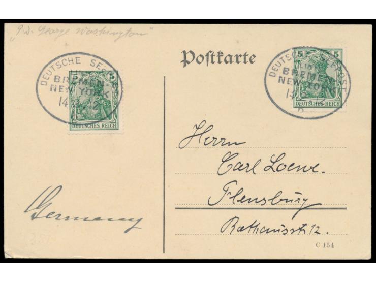 Linie Bremen - New York,  Lot von 5 Belegen, unterschiedliche Unterscheidungsbuchstaben: UB a (10.12.32 USA-Frankatur), b (14