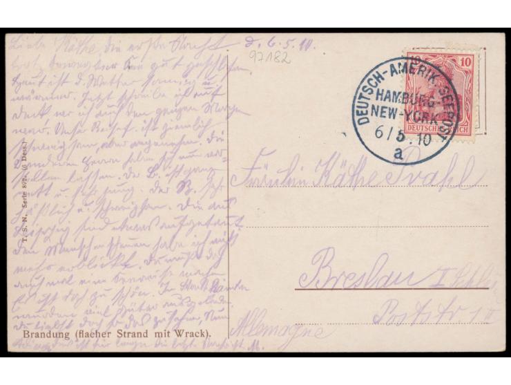 Deutsch-Amerik. Seepost Hamburg - New York:  Lot von 6 Belegen mit sauberen Stempelabschlägen mit verschiedenen Unterscheidun