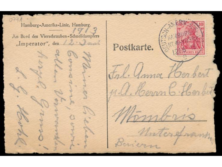 Deutsch-Amerik. Seepost Hamburg - New York:  Lot von 6 Belegen mit sauberen Stempelabschlägen mit verschiedenen Unterscheidun