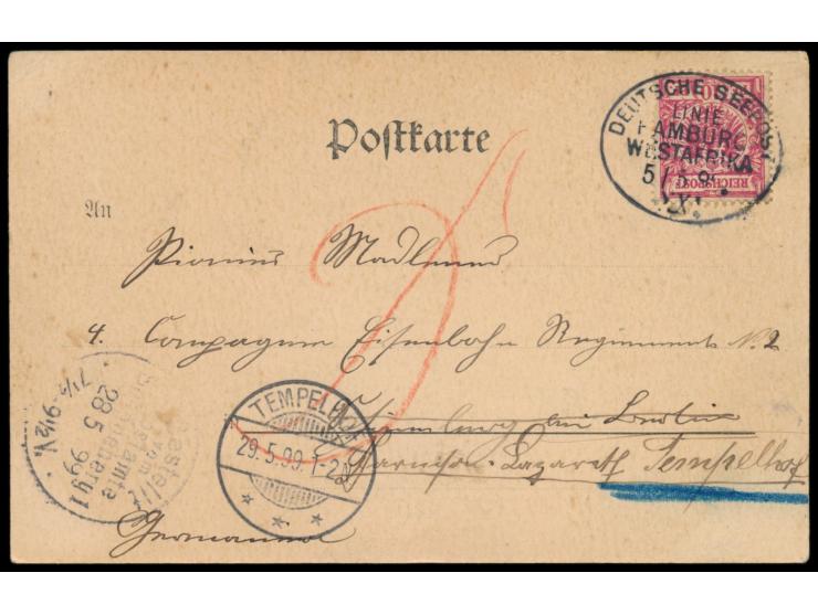 Linie Hamburg - Westafrika:  Lot von 11 Belegen mit sauberen Stempelabschlägen: I. (27.1.05), VI (26.6.06), XV. (4.6.00) XX. 