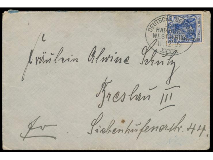 Linie Hamburg - Westafrika:  Lot von 11 Belegen mit sauberen Stempelabschlägen: I. (27.1.05), VI (26.6.06), XV. (4.6.00) XX. 