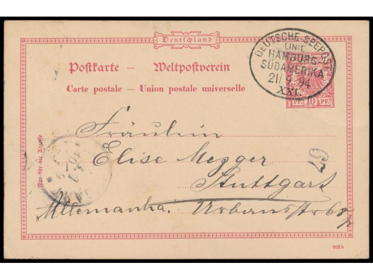 Linie Hamburg - Südamerika:  Lot von 9 Belegen mit sauberen Stempelabschlägen: I. (10.10.99), IV. (3.10.06), VII. (14.12.29),