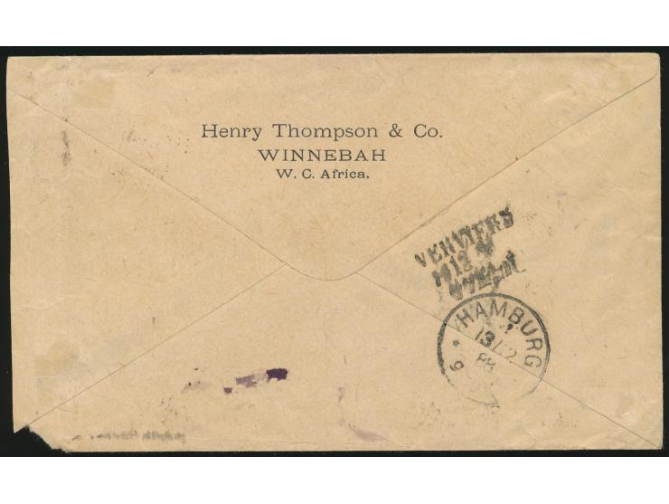 Brief mit rückseitigem Absendereindruck "Henry Thompson &amp; Co.  Winnebah  W.C. Africa" (Gold Coast) mit Leitvermerk "per C