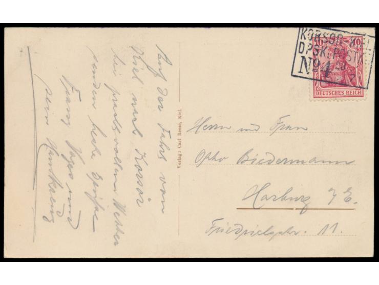 Rahmenstempel  Korsör - Kiel / DPSK. Postkt. / No. 4   28.7.auf Ansichtskarte "Gruss vom Postdampfer Prinz Waldemar", Frankat