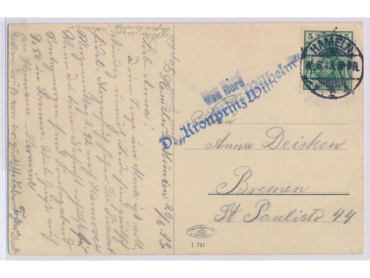 Hameln,  Ansichtskarte Villa "Haus Lug ins Land mit 5 Pfg. Germania, Stempel Hameln 20.6.13, Bedarf nach Bremen, Nebenstempel