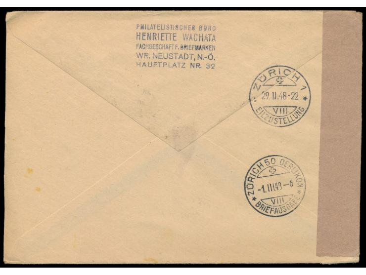 sehr seltene Einzelfrankatur  5 S. Landschaft II  auf Auslands-Eilboten-Einschreibbrief 2. Gewicht mit Stempel Wien 25.2.48 i