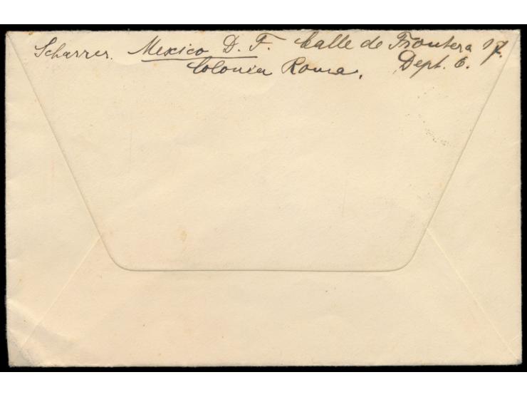 aptierter Segmentstempel  Deutsche Seepost ... Hamburg-Amerika Linie  29.9.27 auf HAL-Umschlag mit 2 x 5 Pf. und 2 x 10 Pf. R