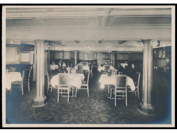 Flaggenstempel  Deutsche Seepost Gjedser - Warnemünde Fh  3.10.29 auf Foto-Ansichtskarte "Salon-Fährschiff Schwerin" mit Däne