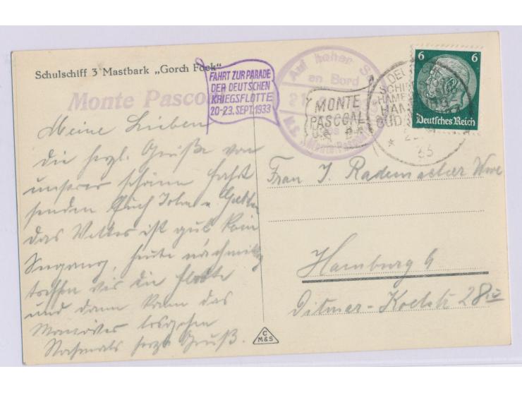 Flaggenstempel Deutsche Schiffspost &quot;Hamburg-Süd&quot; &nbsp;Hamburg - Südamerika / Monte Pascoal ... &nbsp;22.9.33 mit 