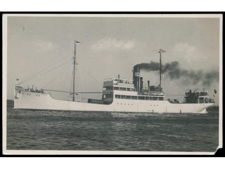 Foto-Ansichtskarte  "Dampfer Strassburg"  mit 6 Pf. Hindenburg nach Wuppertal, Maschinenstempel  Stettin 1  8.6.36 und alter 