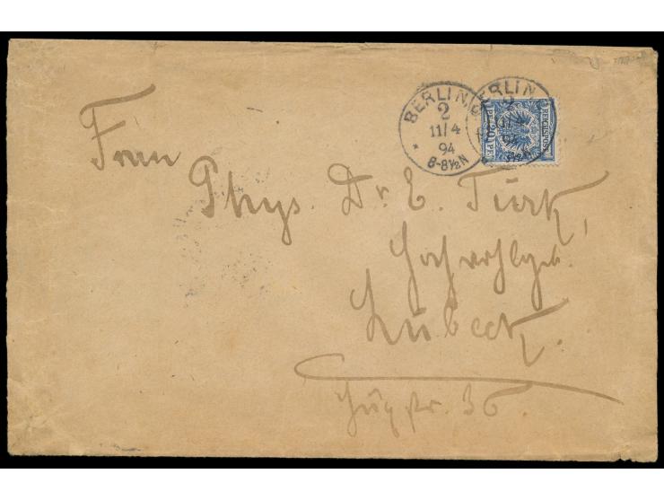 Brief mit handschriftlicher Absenderangabe "Türk, Untlt. z. S.,  S.M.S. Sperber  z. Zt. Capstadt (Süd-Africa)", vor Einführun