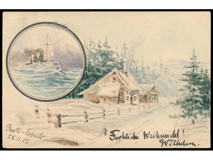 Venezuela-Blockade, &nbsp;Vorlaufzeit: 2 x Stempel &nbsp;MSP No. 10 &nbsp;28.11.02, &nbsp;S.M.S. Gazelle, &nbsp;Ganzsache 5 P