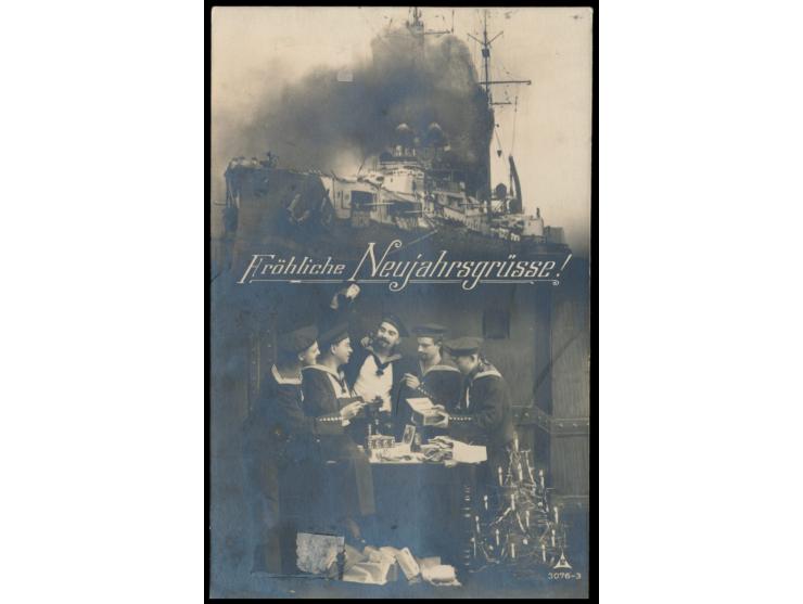 Briefstempel Kaiserliche Marine /  S. M. Torpedoboot T. 84  als alleiniger Aufgabestempel auf Feldpost-Ansichtskarte nach Kas