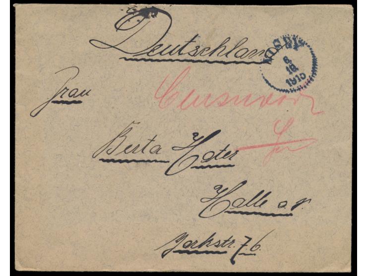 S.M.S. Albatros:  Brief aus der  Internierung auf Gotland / Schweden  mit Stempel  Visby  6.10.15 nach Deutschland, handschri