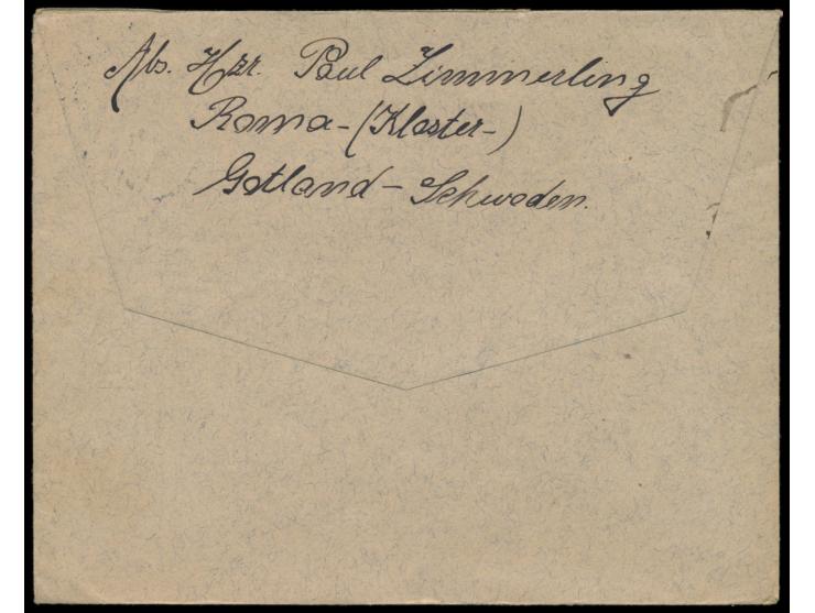 S.M.S. Albatros:  Brief aus der  Internierung auf Gotland / Schweden  mit Stempel  Visby  6.10.15 nach Deutschland, handschri