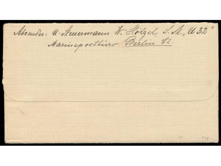 Stempel  MSP No. 204  11.3.18, Deutsche Unterseebootsflottille Mittelmeer Pola, selten klarer Abschlag auf Feldpostbrief nach