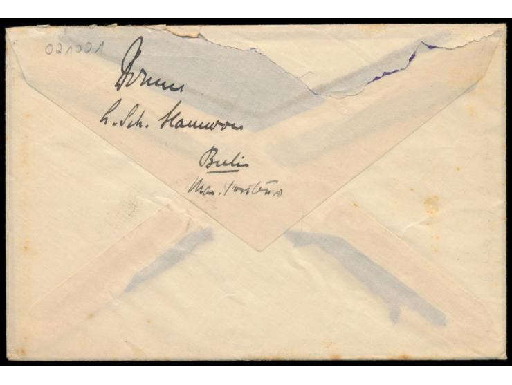 aptierter Stempel  ... Deutsche Marine-Schiffspost Nr. 207  15.7.23,  Linienschiff Hannover,  während der  Schwedenfahrt  11.