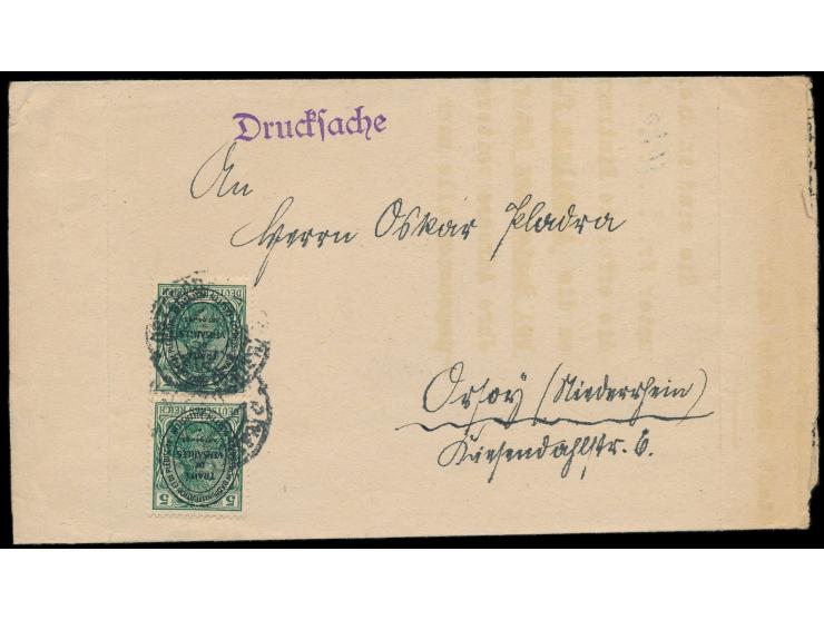 2 x 2. Ausgabe 5 Pf. auf Faltdrucksache des &nbsp;Abstimmungsausschuß Osterode &nbsp;nach Orsoy am Niederrhein, Stempel Oster