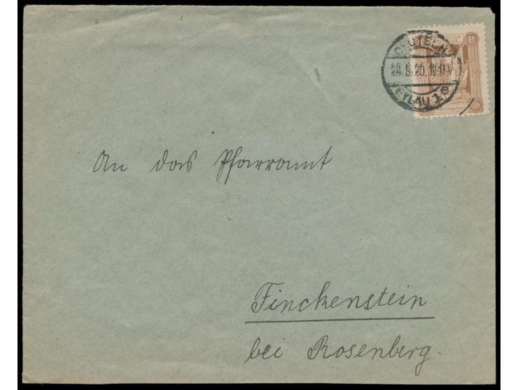 Einzelfrankatur 40 Pf. auf Brief mit Stempel  Deutsch-Eylau 1  28.5.20 innerhalb des Abstimmungsgebietes nach Finckenstein be