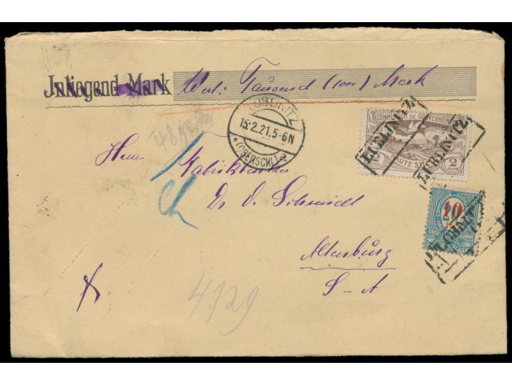 Wertbrief &nbsp;mit Wertangabe 1000 Mark, Frankatur 10 Pf. und 2 M., entwertet mit altem &nbsp;Preußen-Rahmenstempel &quot;Lu