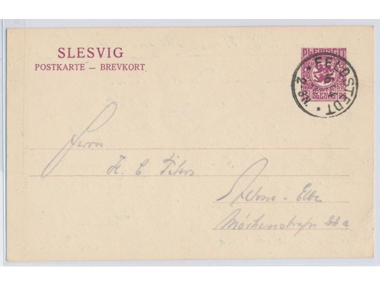 Ganzsache 15 Pf. mit Stempel  Feldstedt  16.4.20 nach Altona, Bedarf
Stichwort: Dänemark
