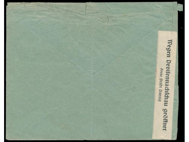 15 Pf. und 25 Pf. (beide Mängel) auf Auslandsbrief nach Schweden, Stempel  Danzig 5  3.9.39, R2  "Aus dem Briefkasten" , vord