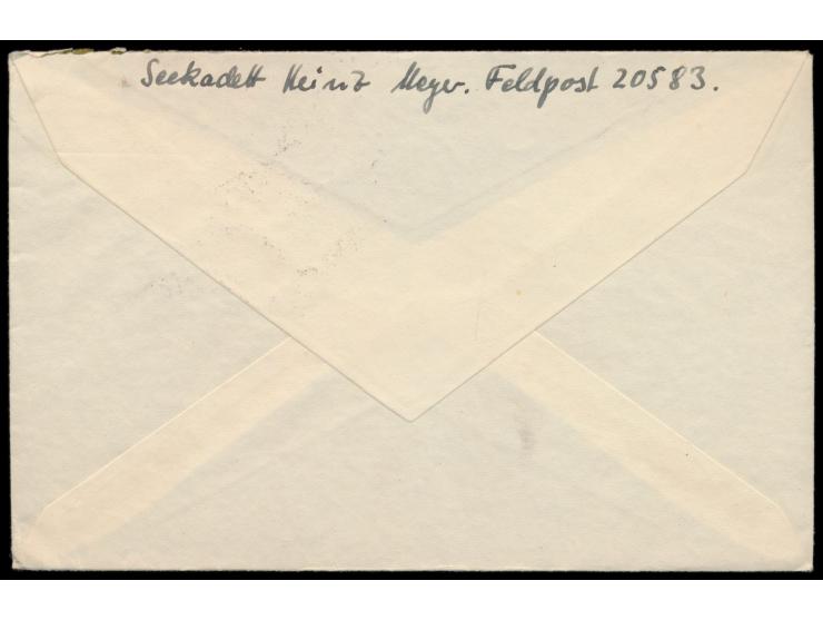 Feldpostbrief mit Stempel  Danzig-Neufahrwasser  26.9.39 nach Leipzig, rückseitig handschriftlicher Absender ... FPNr. 20583 