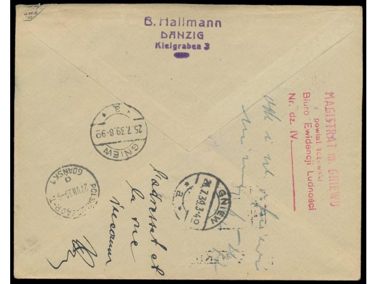 Polnische Post, &nbsp;Einzelfrankatur 55 Gr. &quot;20. Jahrestag der Republik Polen&quot; auf &nbsp;Einschreibbrief &nbsp;nac